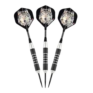 Elkadart  Lone Wolf Steel Tip Darts Silver with Black Knurling - 23 g