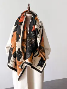 Cartoon Cat Pattern Scarf, Casual Soft Warm Shawl for Women & Men, Fashion Accessories for Daily Wear, Trendy All-match & Exquisite Scarf for Birthday Gift