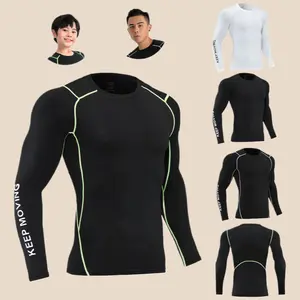 Men's Spring Long-Sleeve Compression Shirts, Quick-Dry Workout Base Layer, Solid-Color Design for Running and Gym Training (Sport Thermal Underwear)