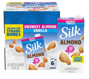 Silk Shelf-Stable Almond Milk, Unsweetened Vanilla, Dairy-Free, Vegan, Non-GMO Project Verified, 1 Quart (Pack of 6)