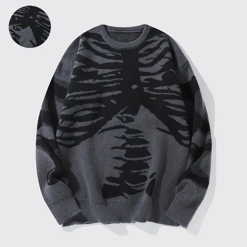 SAND SOUND Men's Knitwear Menswear Pull-On Pullover Hoodie - Skeleton Devil Graphic Clothing, Halloween Spooky, Round Neck, Long Sleeve, Drawstring, Quick On, Polyester, Machine Washable Autumn Winter Tops