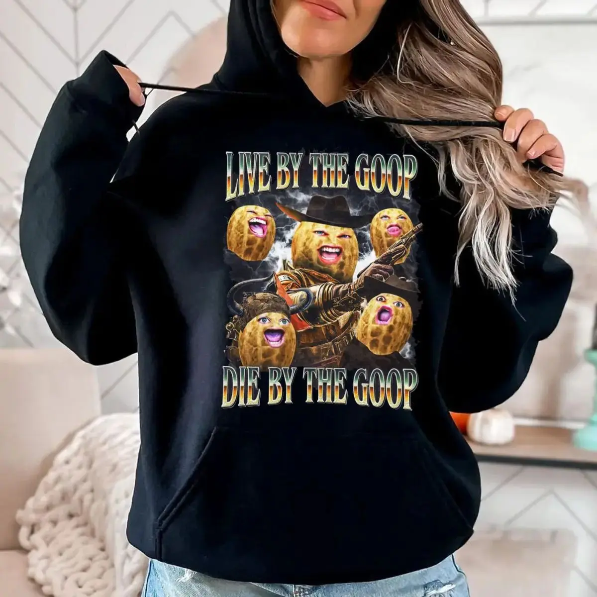 Burnt Peanut Goop Sweatshirt, Funny Weird Humor Burnt Peanut Hoodie, Live By The Goop Die By The Goop Shirt, Unisex Sweater Pullover Tee