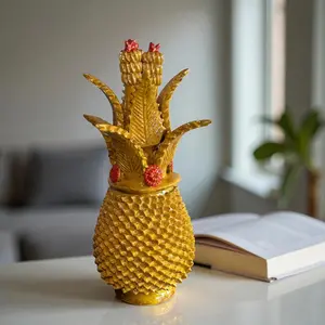 Mexican pottery, Pineapple decor, Mexican decoration, Pineapple sculpture, Glazed clay pineapple, Pottery from Michoacan