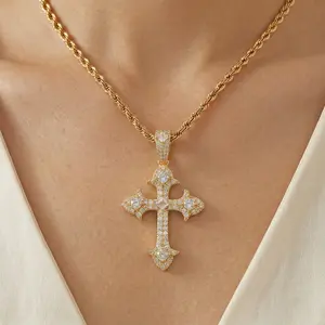 14K Gold Plated Cross Necklace for Women, Christian Pendant with Cross, Memorable Gift For Women Men