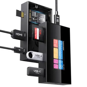 DOCKCASE Smart 7-in-1 USB C Hub & M.2 NVMe SSD Enclosure with Cooling Fan 10Gbps USB-A/C 4K HDMI 2.1 PD 100W UHS-II SD/TF Slots for Mac mini M1 2 3 4