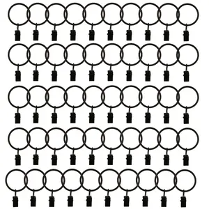 50-pack metal curtain rings with clips, inner diameter 1.37 inches, compatible with 1-inch rods, suitable for cortinas para salas, curtains for bedroom, blackout curtains, curtain accessories, black, gold, silver