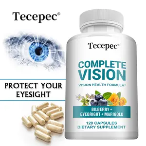 Tecepec Complete Vision Supplement - Advanced Eye Health Formula with Lutein, Bilberry & Eyebright - Blue Light & Focus Support, 120 Capsules