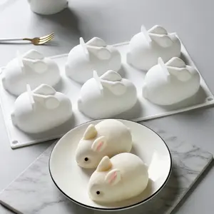 5pcs Top Rated Easter Bunny 6-Cavity Silicone Mold - Perfect for Mousse Cakes, Soaps & Plaster