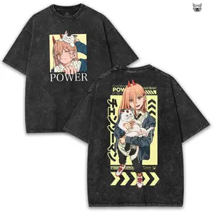 Power & Meowy – Chainsaw Man Double Sided Vintage Tee, Oversized Fit | Loud, chaotic, unapologetically you Cotton Menswear