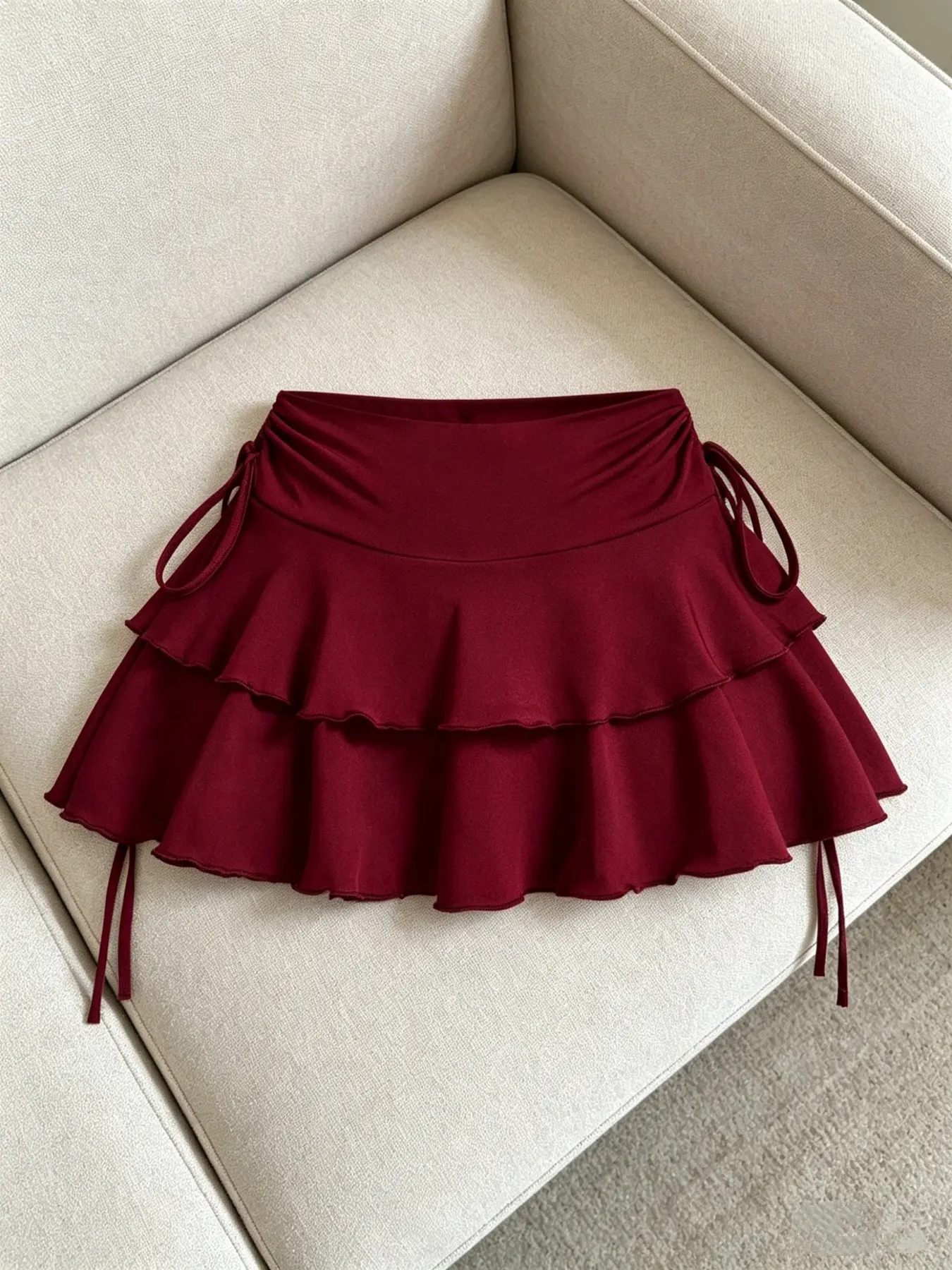 Classic Versatile Casual Chic Women's Skirt, Slim-Fitting Short Skirt with Drawstring Adjustable Design, Plain Pattern for Everyday Wear