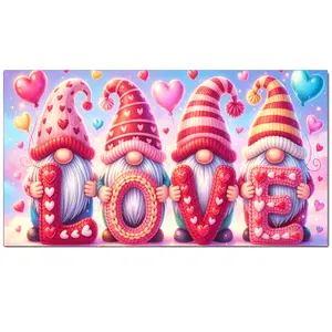 Large Size 5D Diamond Painting Kits for Adults, LOVE Gnomes Beginner Diamond Art Kits for Christmas,Full Round Diamond Mosaic Kits for holiday,DIY Gem Painting,Crafts kits for Home Wall Decor,31.5x15.7inch