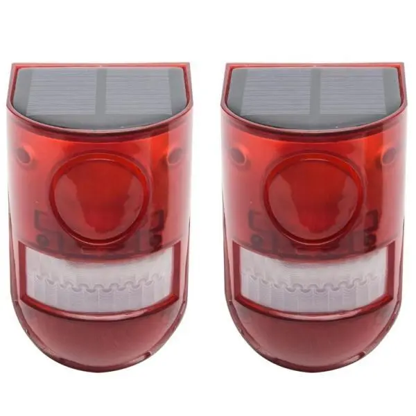 129dB Solar Motion Sensor Alarm Outdoor Home Security System, Solar Powered PIR Detector with 6 LED Red Strobe, 4 Day/Night Modes, Silent Flash Mode, IP65 Waterproof, 6H Full Charge for Home, Villa, Farm, Yard, Garden & Chicken Coop