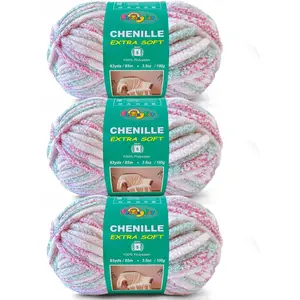 Super Soft and Cozy Chenille Yarn for Crocheting and Knitting -Easy to Crochet with-Bulky #5,3Pack of 3.5oz/93yds -Chunky Plush Yarn for Hand Craft Blanket Ammigurumi (Blush Pink)