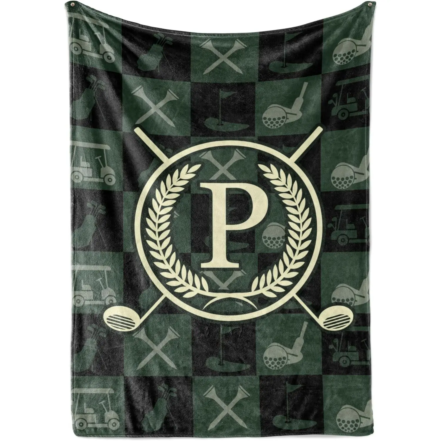 Customized Initialed Flannel Fabric Throw Blanket - s,j,Flat Weave,Stain Resistant,Multi-Size,Printed Motifs,Golf Gift for Golfers,Ideal for Father's Day, Vacuums, Bagged