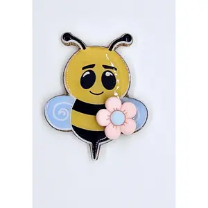 Bee with 3D Flower Interchangeable or fixed badge reel for Scrubs & Uniforms Customizable Colors Durable Reusable Badge Reel Cover