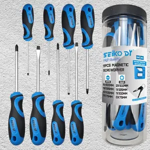 11-Piece Magnetic Screwdriver Set, 5 Phillips and 5 Slotted Tips, Include Magnetizer, Screwdriver with Professional Non-Slip Grip, for Home Repair and DIY Projects，With Case Hand Tools