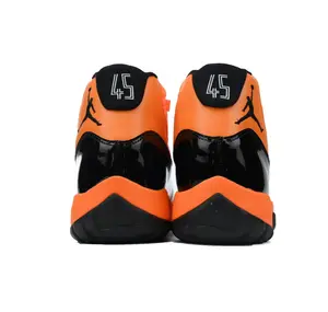 Unisex All Season Gloss Patent Leather High Top Retro Sneakers, Soft Orange Foam Cushion Midsole, Durable Orange Black Two Tone Anti Slip Rubber Outsole, Sleek High Cut Street Fashion Shoes With Black Heel