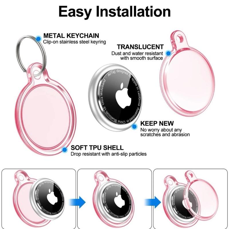 4 Pack AirTag Keychain MultiColor Waterproof AirTag Holder