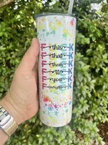 F This F That F Them F it F You F Everything 20 oz Tumbler Bottle Drinkware Lid Stainless Straw Insulated