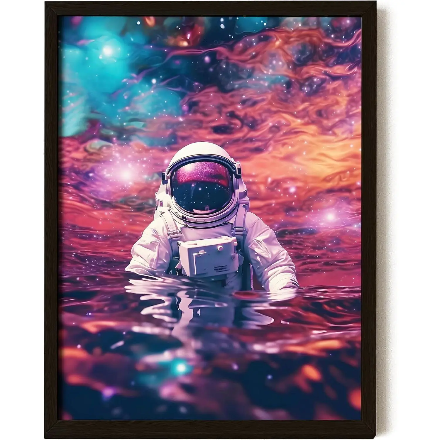 Trendy Poster Space Astronaut Decor - 12x16 Trippy Astronaut Poster, Cool Spaceman Art Print, Space Decor for Boys Room, Colorful Astronaut Pictures Space Posters for Kids Bedroom (UNFRAMED) Decoration Photo Ornaments Artistic Wall