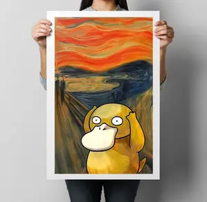 Pokemon Van Gogh Psyduck Wall Print Art - Japanese Scream Van Gogh Wall Poster