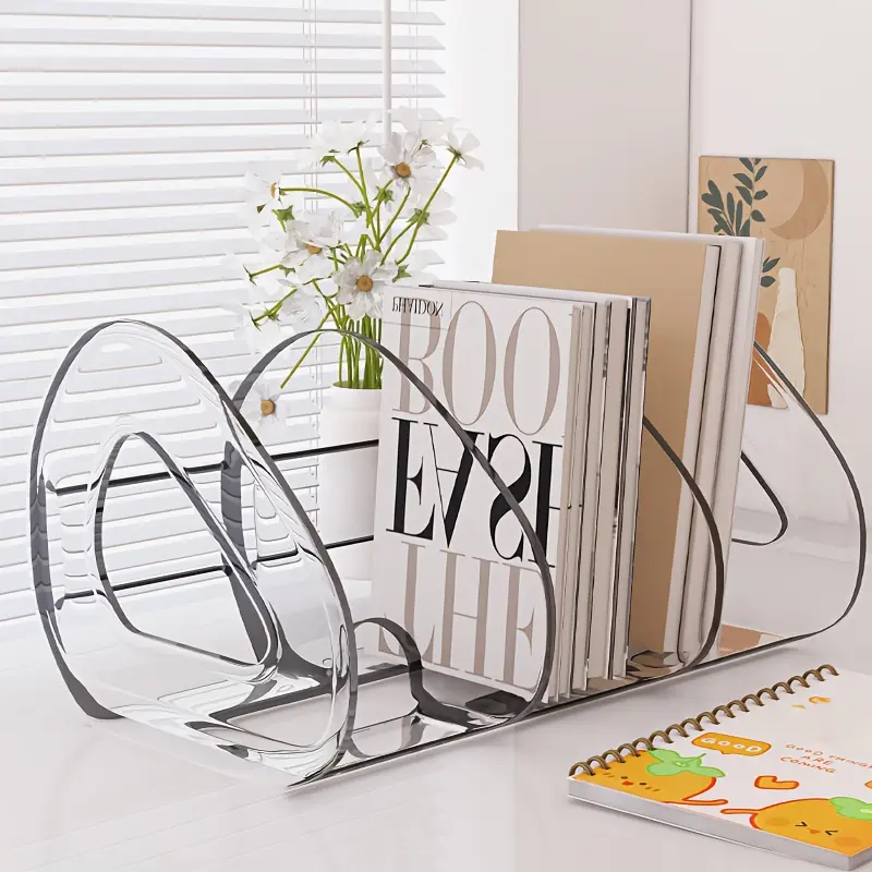 1pc heart leaf multifunctional bookshelf, desktop book stand, disassembly and movement, large opening, book desk storage rack, office dormitory file storage rack, home office storage organizer, Decorative storage organizers, Aesthetic bookshelf