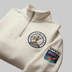 Artemis II Mission Embroidered Quarter Zip Pullover, Astronaut Space Sweatshirt