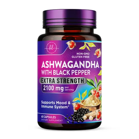 Ashwagandha 2,100 mg - Ashwagandha Supplements for Women in Veggie Capsules with Powder & Root Extract, Black Pepper for High Absorption, Plant Based, Non-GMO, Bottled in the USA - Veggie Capsules Healthcare Fitness