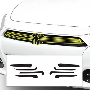 Dodge Dart 2013-2016 Front Grille Blackout Chrome Delete Kit – Precut Gloss Black Vinyl Overlays