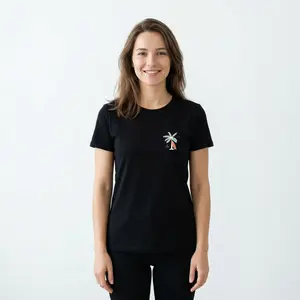 Christian Bible Verse Pattern T Shirt, Beachy Backprint Tops, Trendy Coconut Tree Shirt Unisex Tee Teen Baptism Gift Ocean Inspired Style Womenswear Printed cotton