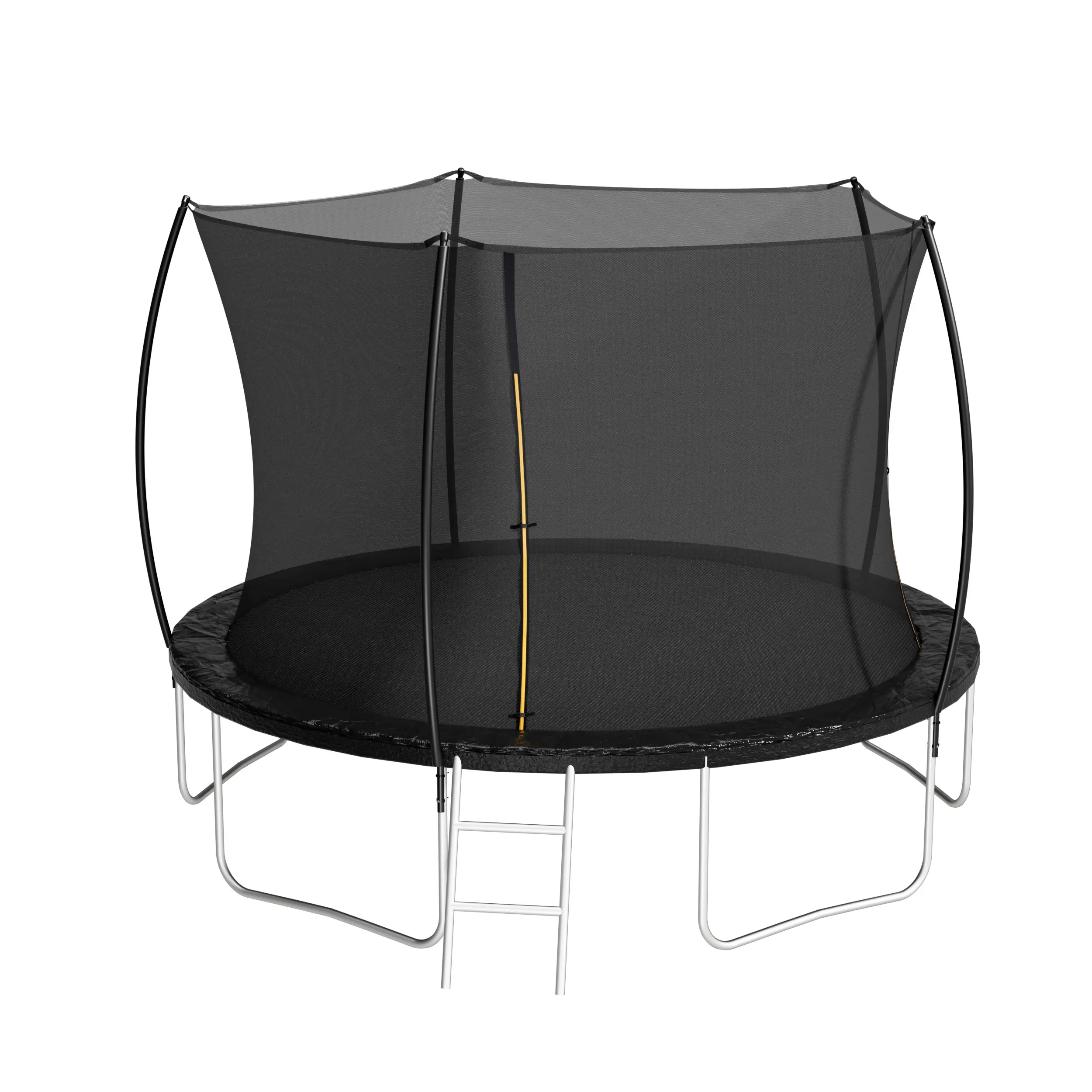 12FT Trampoline Outdoor Indoor Trampolines for Kids and Adults with Enclosure Net and Ladder, Curved Fence Pole , Double-side color pad) safety enclosure net trampoline  for  kids
