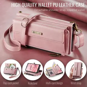 1pcs Phone Case Crossbody Lanyard Wallet Leather Phone Case for Samsung Galaxy A56 A16 A55 A54 A52 A53 A13 A14 A15 Wristband Purse 9 Cards Cover Casual Flap Pocket