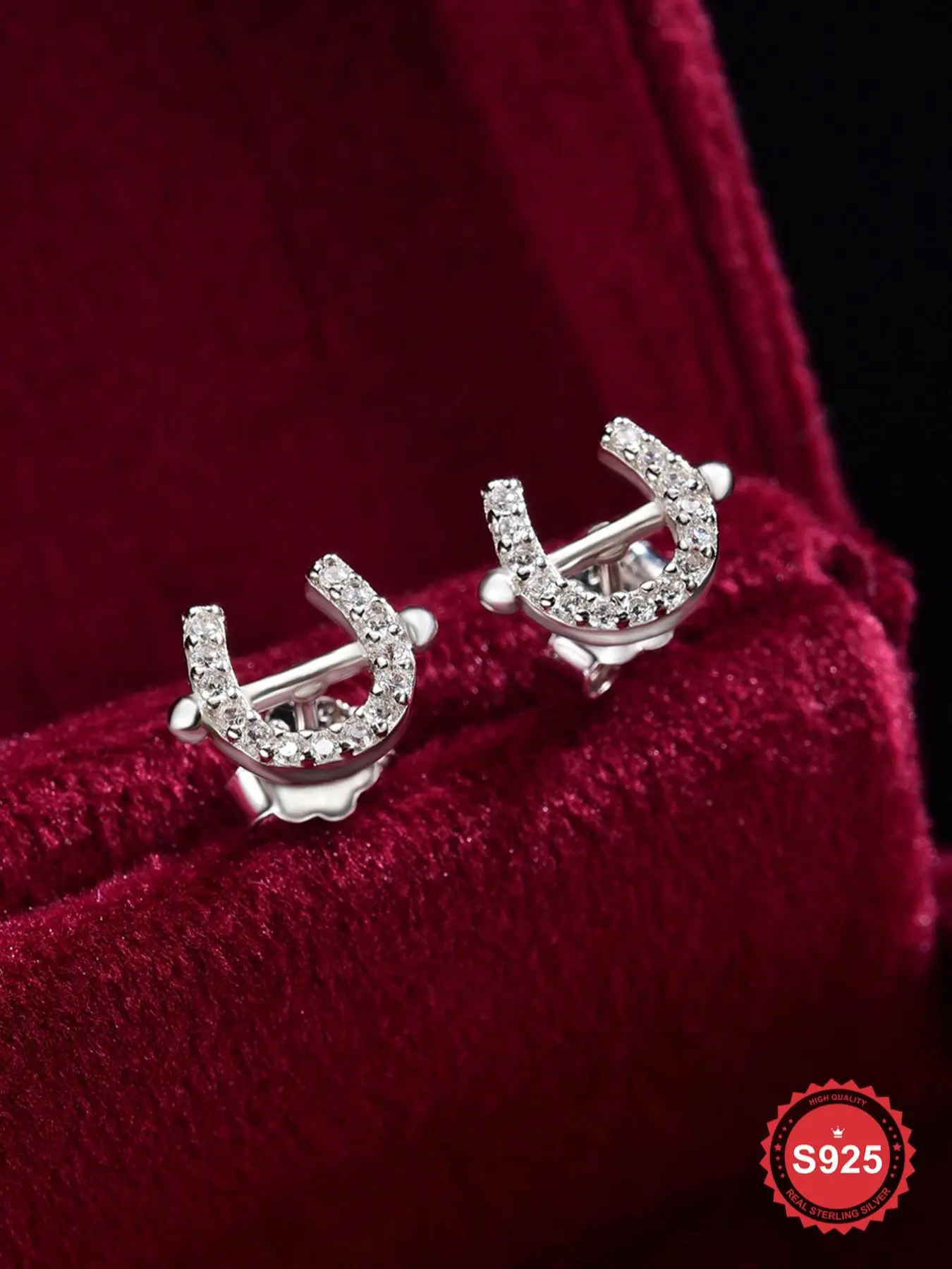 S925 Sterling Silver U-shaped Stud Earrings, Pretty Studs, Elegant Charming Horse Shoe Design High Quality Earrings for Women, Trendy All-match & Exquisite Jewelry for Birthday Gift
