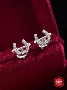 S925 Sterling Silver U-shaped Stud Earrings, Elegant Charming Horse Shoe Design Earrings for Women, Trendy All-match & Exquisite Jewelry for Birthday Gift