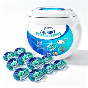 Mioszzi Ocean Scent 5-in-1 Laundry Detergent Pods 60 Count – Deep Clean, Color Protection, Fabric Softener, Long-Lasting Freshness,Ideal for Household Laundry.