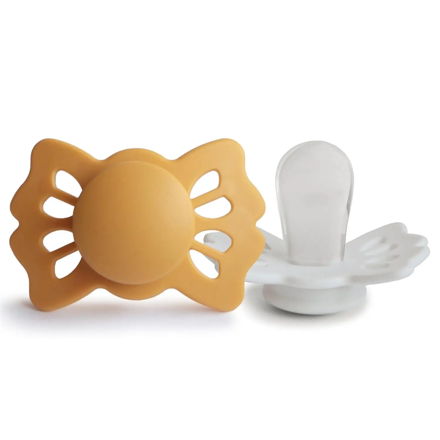 Symmetrical SilkySoft Silicone Baby Pacifier |   Made in Denmark |   BPA-Free (Honey Gold/Cream, 0-6 Months)