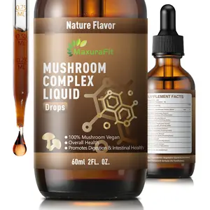 Mushroom Complex Liquid Drops - Lion's Mane Extract, 100% Vegan, Easy to Absorb, Natural Supplement for Overall Health, 60ml