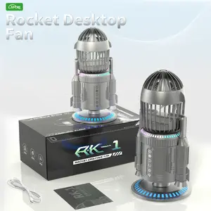 LAMJIE 3-in-1 Rocket RGB Desk Fan | Turbo Cooling Portable Humidifier Fan with Night Light | 35dB Ultra-Quiet Strong Airflow, 11H USB-C Fast Charging | TikTok Made Me Buy It Summer Essential for Gaming Setup, Home Office, Dorm Essential