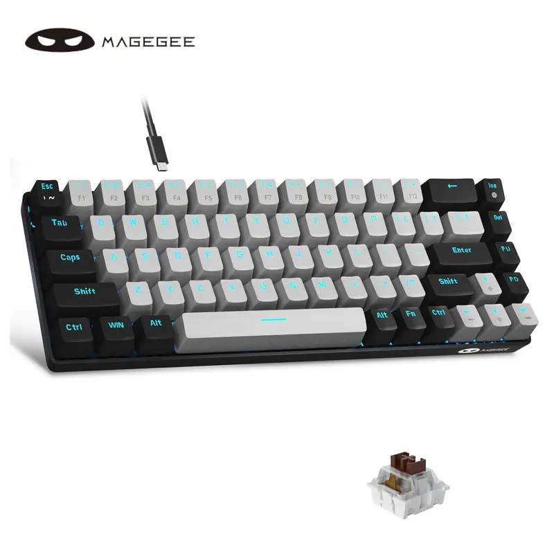 MageGee Keyboard MK-Box Portable 60% Mechanical Gaming Keyboard, LED Backlit Compact 68 Keys Mini Wired Office Keyboard with Mechanical Switch for Windows Laptop PC Mac