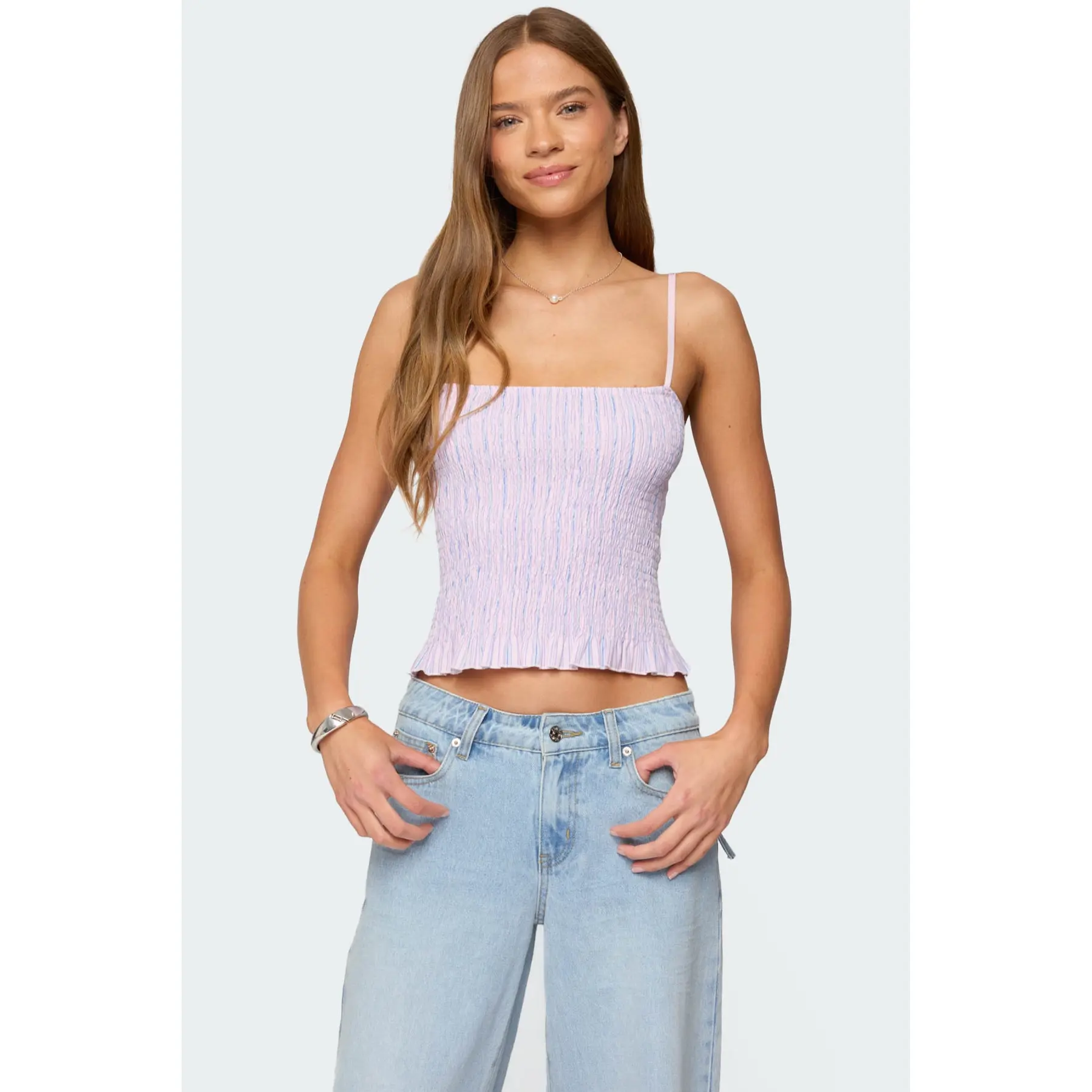 Leela Scrunch Striped Tank Top
