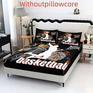 3pcs basketball printed bedding set, including 1 bedsheet and 2 pillowcases, without pillow core, deep pocket design, available in single, double, and extra large bed sizes, suitable as a holiday gift for friends, perfect for bedrooms, guest rooms