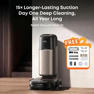 NEW eufy S2 Robot Vacuum Omni and Mop Combo, 30,000 Pa AeroTurbo 2.0 Long-Lasting Suction, HydroJet  2.0 Self‑Cleaning Roller Mop, CleanMind AI Navigation, Fragrance Diffuser, All‑in‑One Station