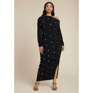 ELOQUII Women's Plus Size Draped Hardware Fitted Dress