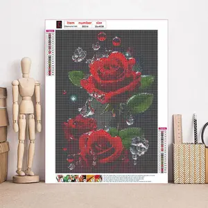 Rose Pattern DIY Diamond Arts Colorful Painting Kit without Frame, DIY 5D Diamond Arts Colorful Painting Kit, Wall Art Decor for Home Bedroom, Diamond Painting Kits