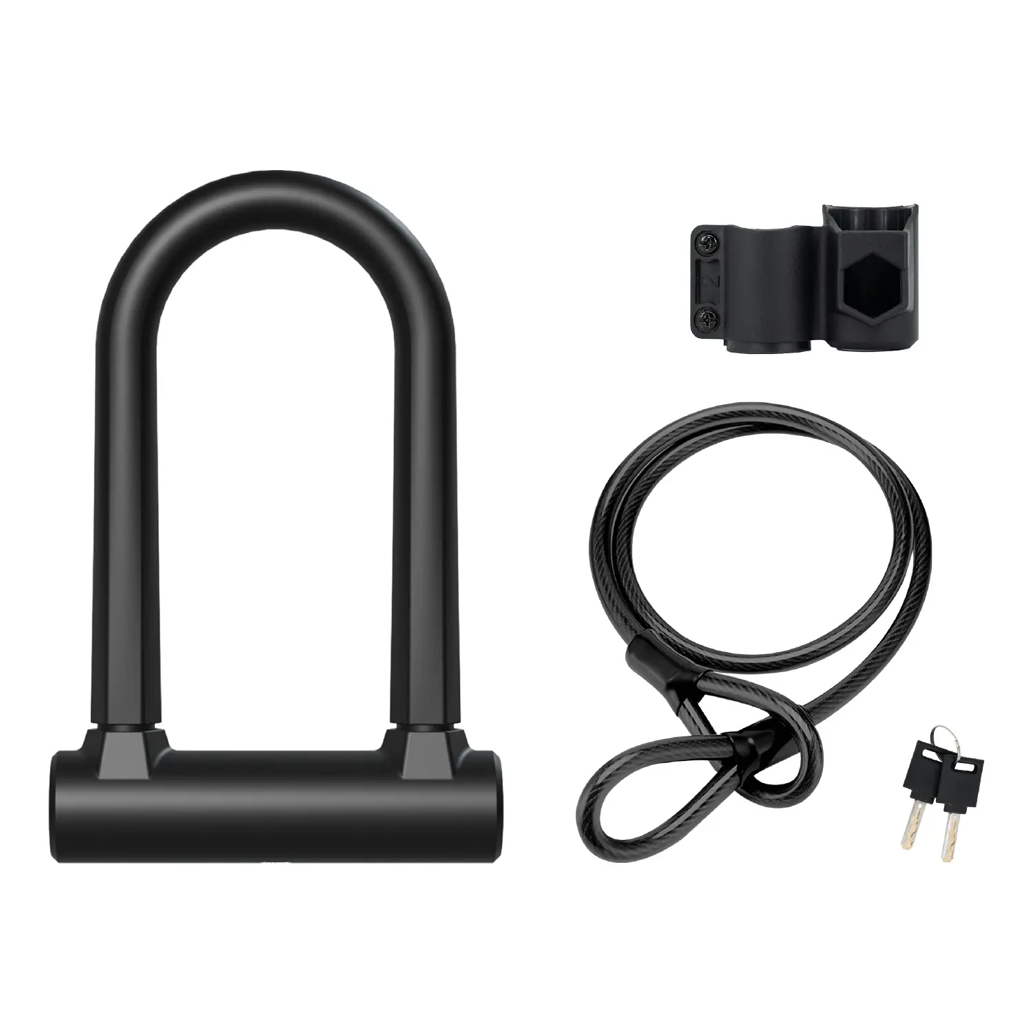 Heavy-Duty U-Lock for Bike & E-Bike – Anti-Bolt-Cutter Steel, Advanced Anti-Theft Bike Lock with Mounting Bracket & 2 Keys, Black