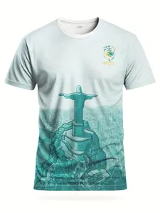 Brazilian Style Kids & Adult Soccer Jersey, Comfortable Sporty Round Neck Top, Breathable Fabric, Print Design, All Seasons Wear