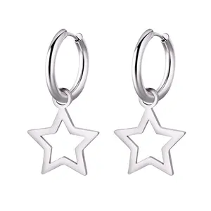 Oufer Star Hoop Clicker Earrings 2PCS 316L Stainless Steel