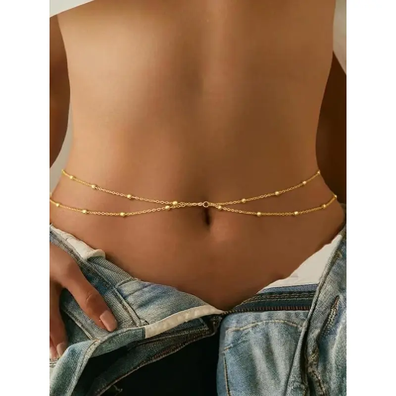 Women's Layered Waist Chain Waist Beads, Adjustable Waterproof Body Jewelry for Beach Party, Fashion Accessories for Women, Waist Beads Women