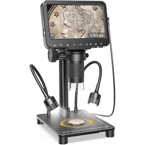 Microscope with Weighing Scale, Digital Magnifier for Error ,  Magnifying Glass with Lights, 4.3" LCD Screen 12MP Camera 1080P Video USB PC View for Adults Collectors Supplies