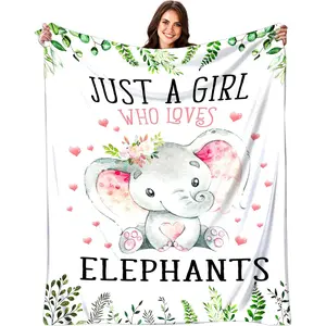 Elephant Blanket Gifts for Women Elephant Gifts for Elephants Lovers Soft Flannel Elephants Throw Blanket for Kids Adults 50"x60"
